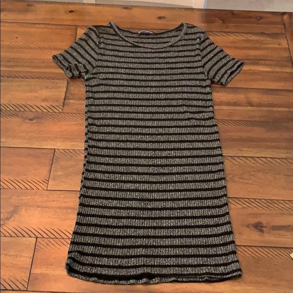 Brandy Melville Dresses & Skirts - Brandy Melville Black Grey Striped Ribbed Dress